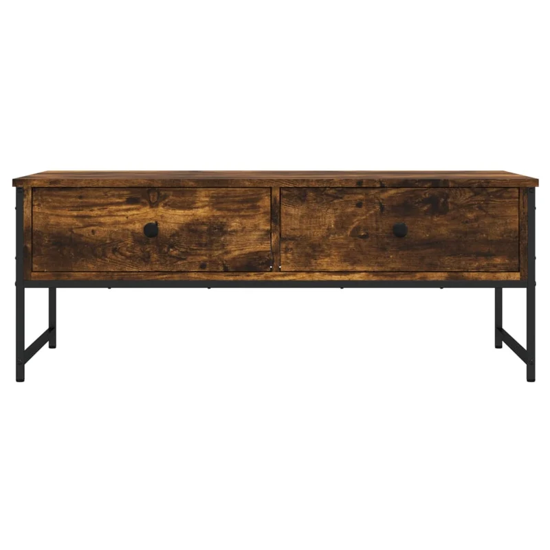 Table basse avec tiroirs design moderne et contemporaine 101 x 49 x 39,5 cm bois d'ingénierie marron et métal DEC038352