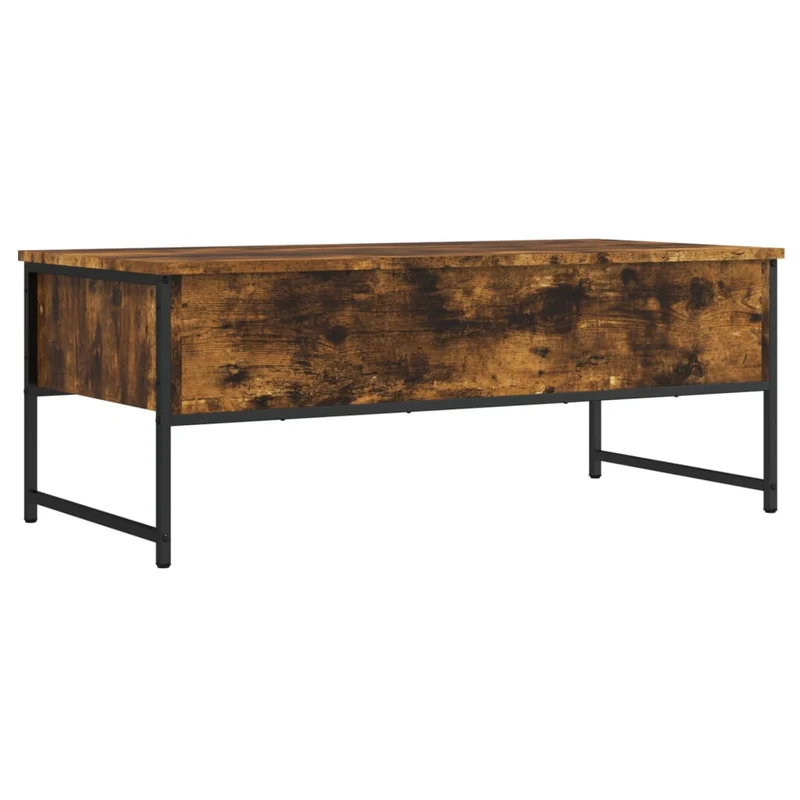 Table basse avec tiroirs design moderne et contemporaine 101 x 49 x 39,5 cm bois d'ingénierie marron et métal DEC038352