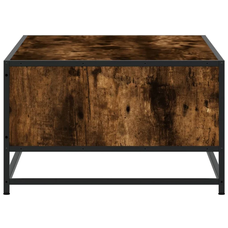 Table basse avec compartiment ouvert et tiroir design moderne et contemporaine 100 x 57 x 35 cm bois d'ingénierie marron et métal DEC038349