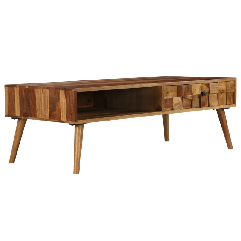 Table basse avec 1 compartiment de rangement et 1 tiroir design moderne et contemporaine 110 x 50 x 37 cm bois marron DEC038272