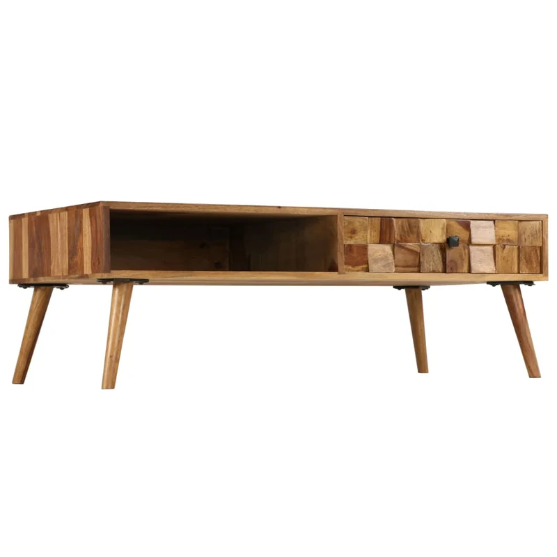 Table basse avec 1 compartiment de rangement et 1 tiroir design moderne et contemporaine 110 x 50 x 37 cm bois marron DEC038272