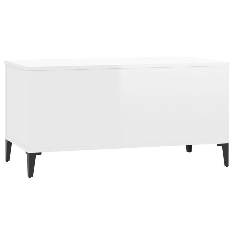 Table basse avec dessus relevable design moderne et contemporaine 90 x 44,5 x 45 cm bois d'ingénierie blanc brillant DEC038145
