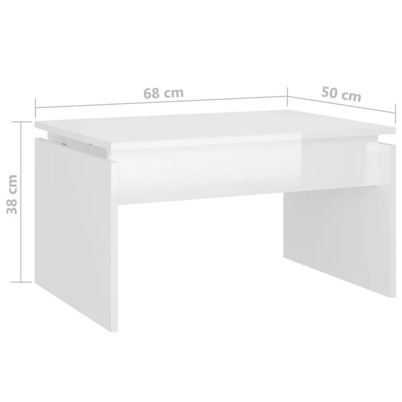 Table basse design moderne et contemporaine 68 x 50 x 38 cm bois d'ingénierie blanc brillant DEC038134
