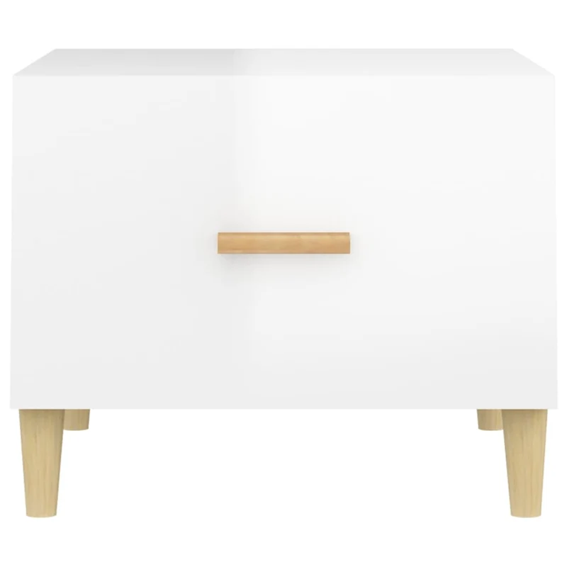 Table basse avec tiroir design moderne et contemporaine 50 x 50 x 40 cm bois d'ingénierie blanc brillant DEC038101