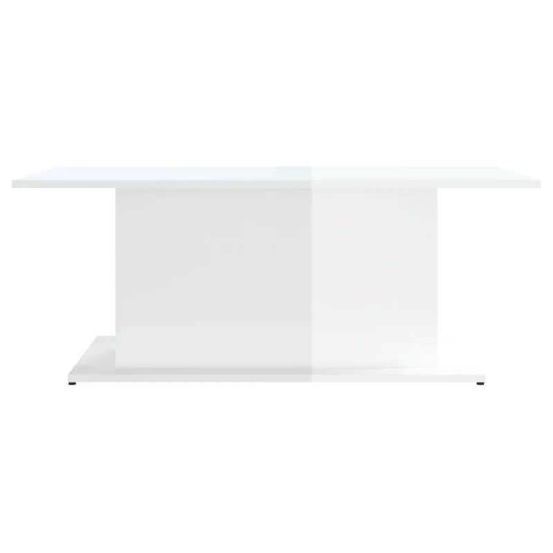 Table basse design moderne et contemporaine 102 x 55,5 x 40 cm bois d'ingénierie blanc brillant DEC038073