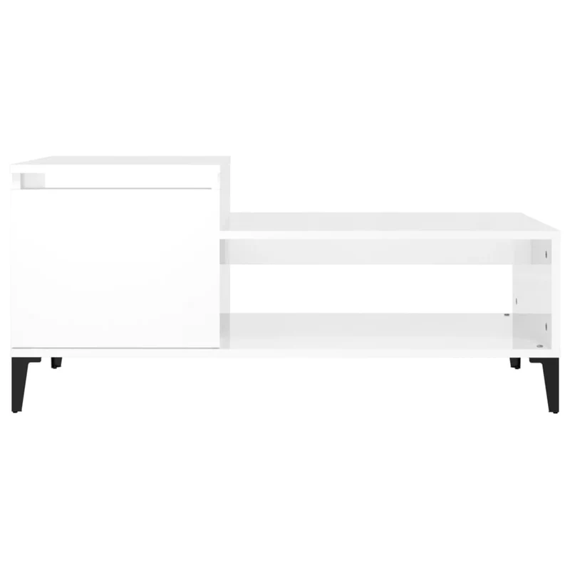 Table basse design moderne et contemporaine 100 x 50 x 45 cm bois d'ingénierie blanc brillant DEC038048