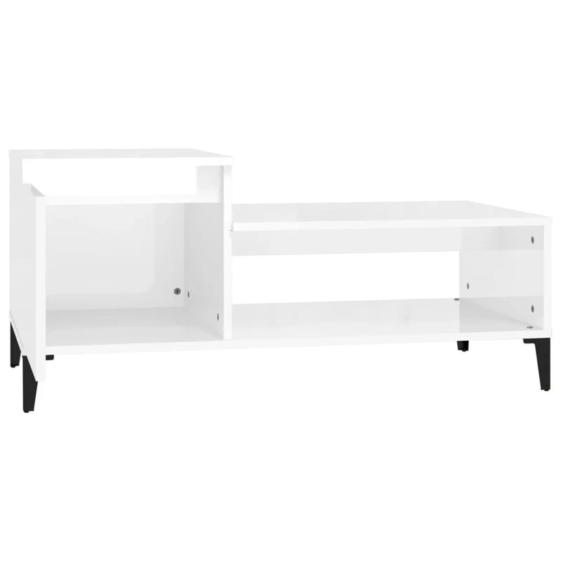 Table basse design moderne et contemporaine 100 x 50 x 45 cm bois d'ingénierie blanc brillant DEC038048