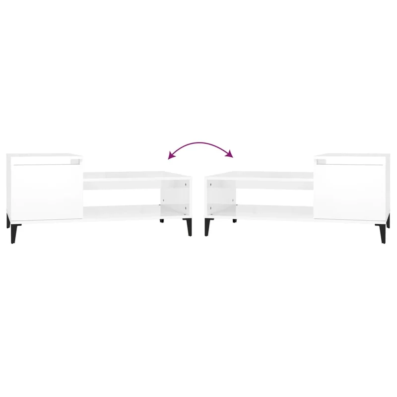 Table basse design moderne et contemporaine 100 x 50 x 45 cm bois d'ingénierie blanc brillant DEC038048