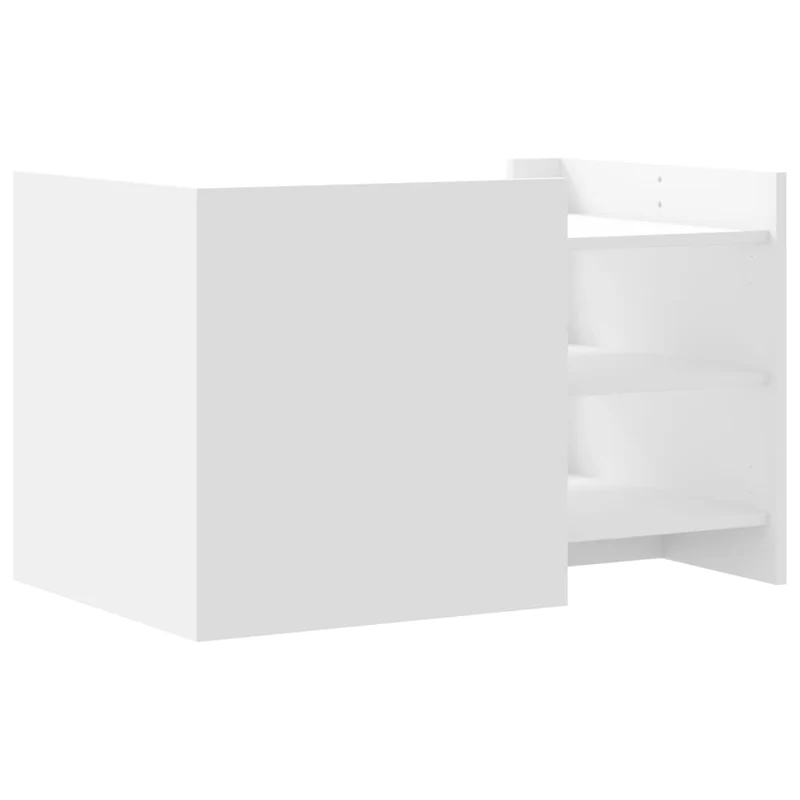 Table basse avec étagères design moderne et contemporaine 80 x 50 x 50 cm bois d'ingénierie blanc DEC037960