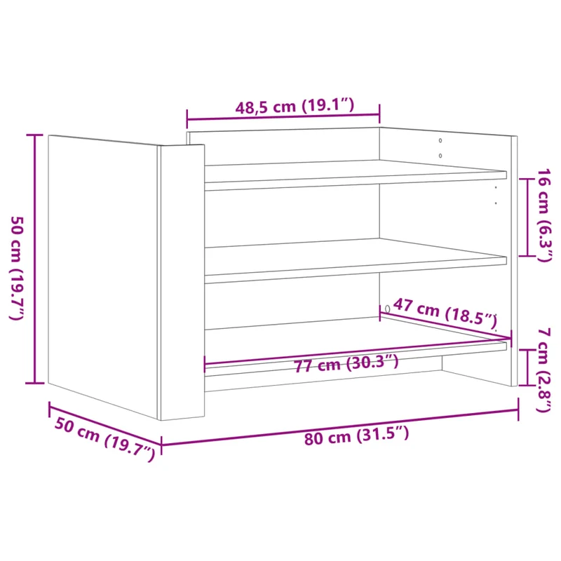 Table basse avec étagères design moderne et contemporaine 80 x 50 x 50 cm bois d'ingénierie blanc DEC037960