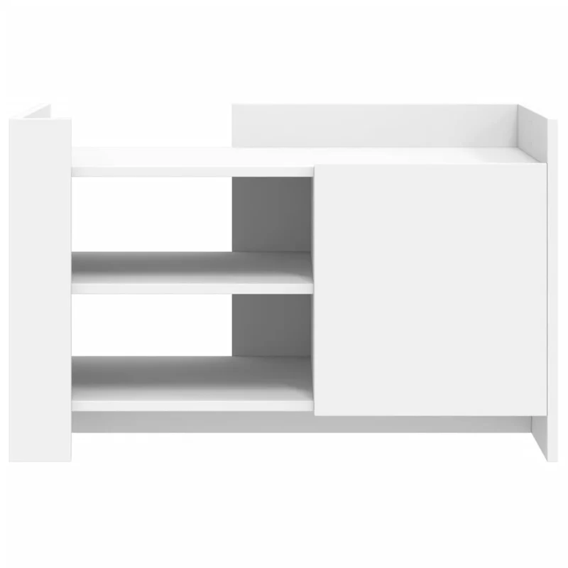 Table basse avec étagères design moderne et contemporaine 80 x 50 x 50 cm bois d'ingénierie blanc DEC037959