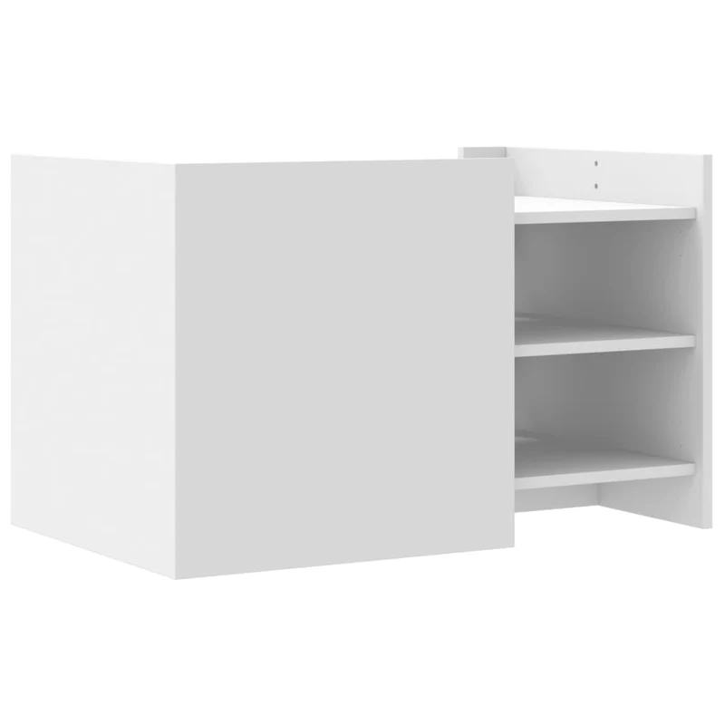 Table basse avec étagères design moderne et contemporaine 80 x 50 x 50 cm bois d'ingénierie blanc DEC037959