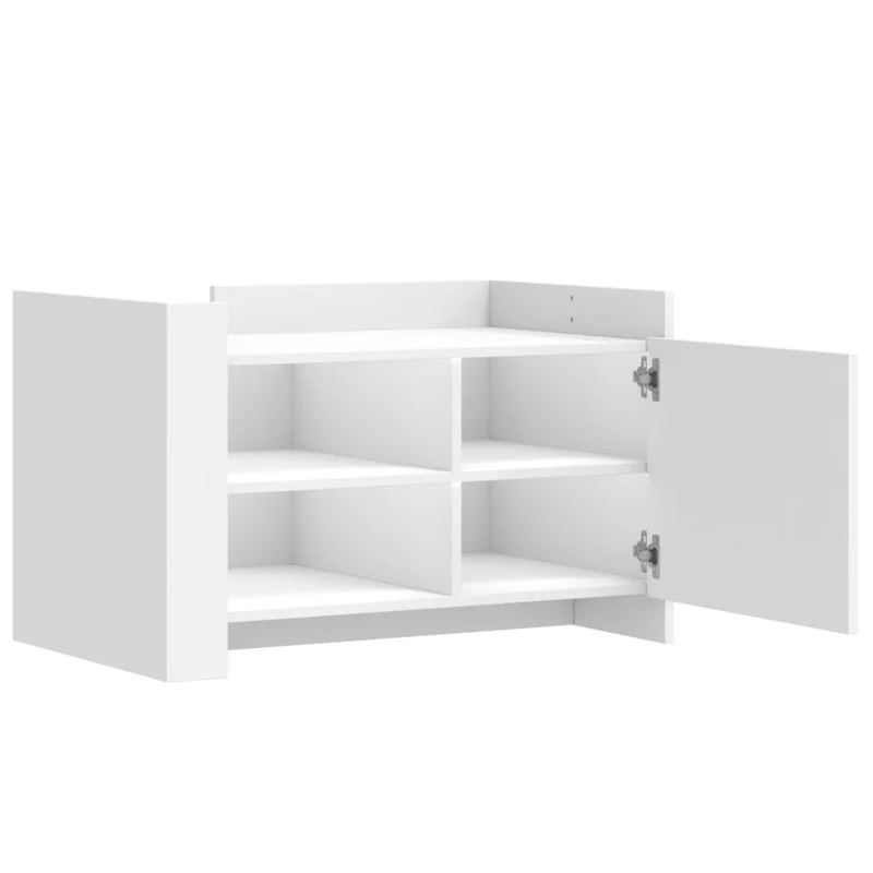 Table basse avec étagères design moderne et contemporaine 80 x 50 x 50 cm bois d'ingénierie blanc DEC037959