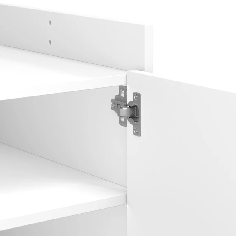 Table basse avec étagères design moderne et contemporaine 80 x 50 x 50 cm bois d'ingénierie blanc DEC037959