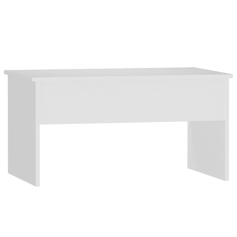 Table basse plateau relevable design moderne et contemporaine 80 x 50,5 x 41,5 cm bois d'ingénierie blanc DEC037949