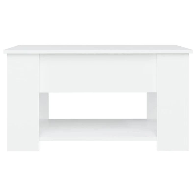 Table basse dessus relevable design moderne et contemporaine 79 x 49 x 41 cm bois d'ingénierie blanc DEC037943