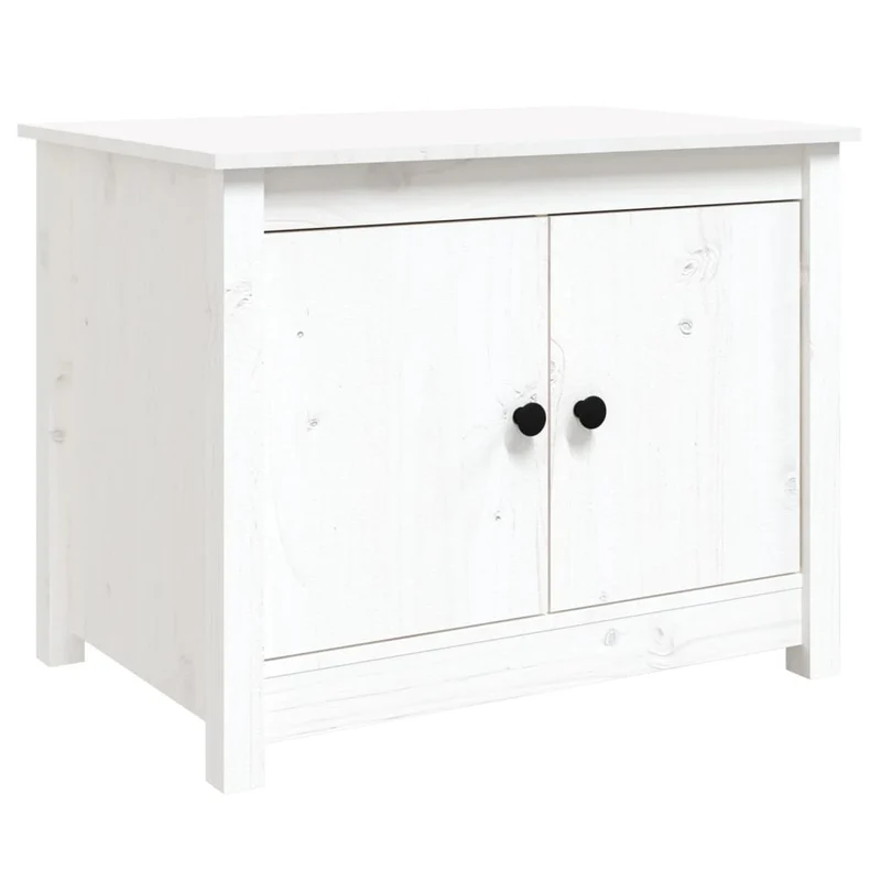 Table basse meuble d'appoint avec 4 compartiments design moderne et contemporaine 71 x 49 x 55 cm bois massif de pin blanc DEC037939