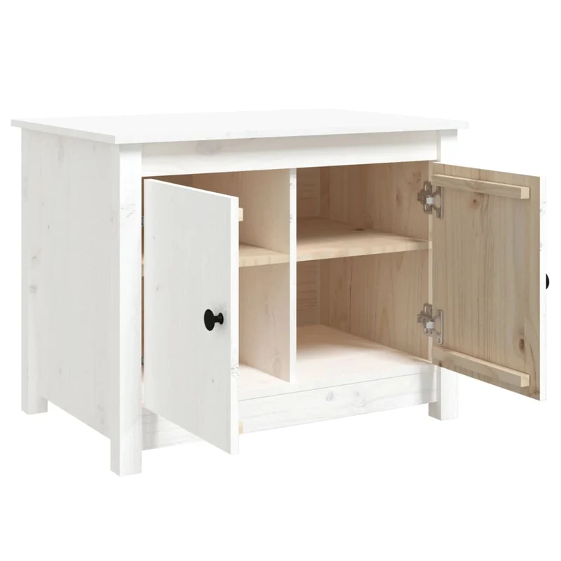 Table basse meuble d'appoint avec 4 compartiments design moderne et contemporaine 71 x 49 x 55 cm bois massif de pin blanc DEC037939