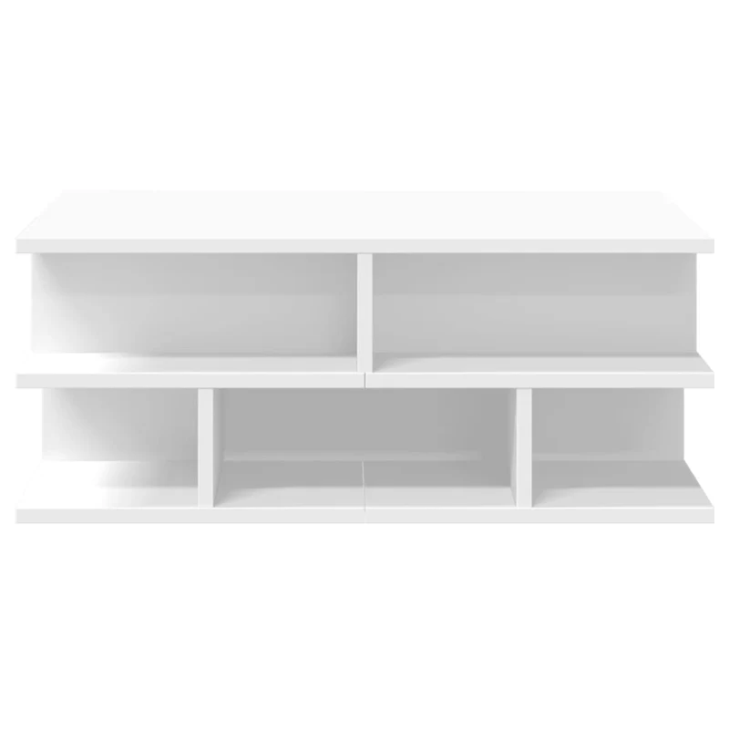 Table basse avec étagères design moderne et contemporaine 70 x 70 x 29 cm bois d'ingénierie blanc DEC037938