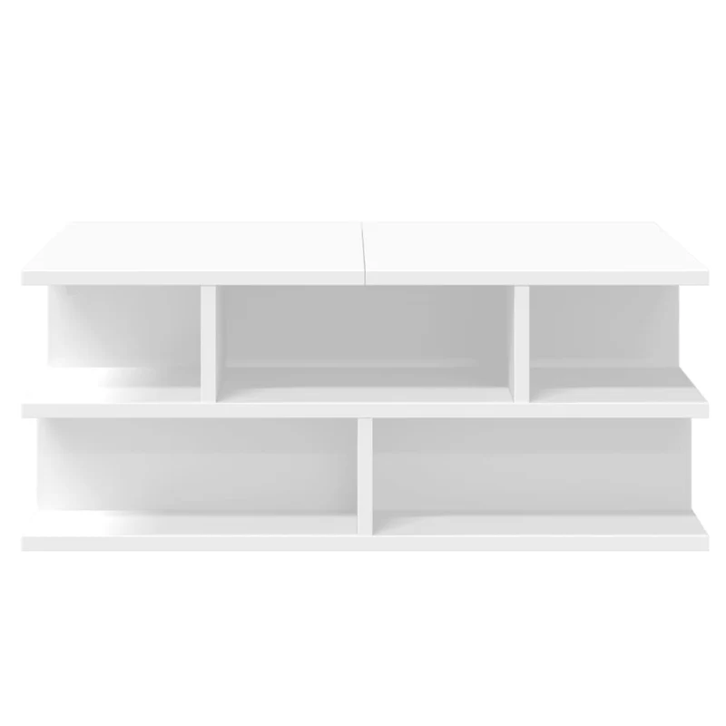 Table basse avec étagères design moderne et contemporaine 70 x 70 x 29 cm bois d'ingénierie blanc DEC037938