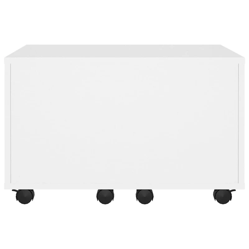 Table basse plateau extensible sur roulettes design moderne et contemporaine 60 x 60 x 38 cm bois d'ingénierie blanc DEC037930