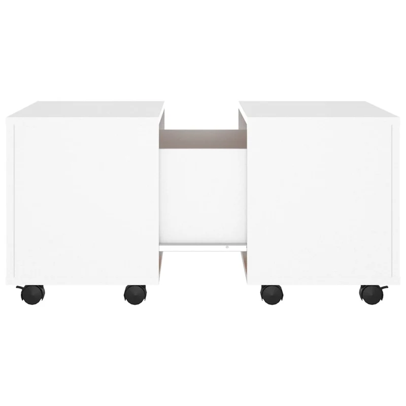 Table basse plateau extensible sur roulettes design moderne et contemporaine 60 x 60 x 38 cm bois d'ingénierie blanc DEC037930