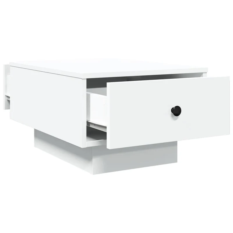 Table basse avec tiroir design moderne et contemporaine 60 x 45 x 31 cm bois d'ingénierie blanc DEC037911