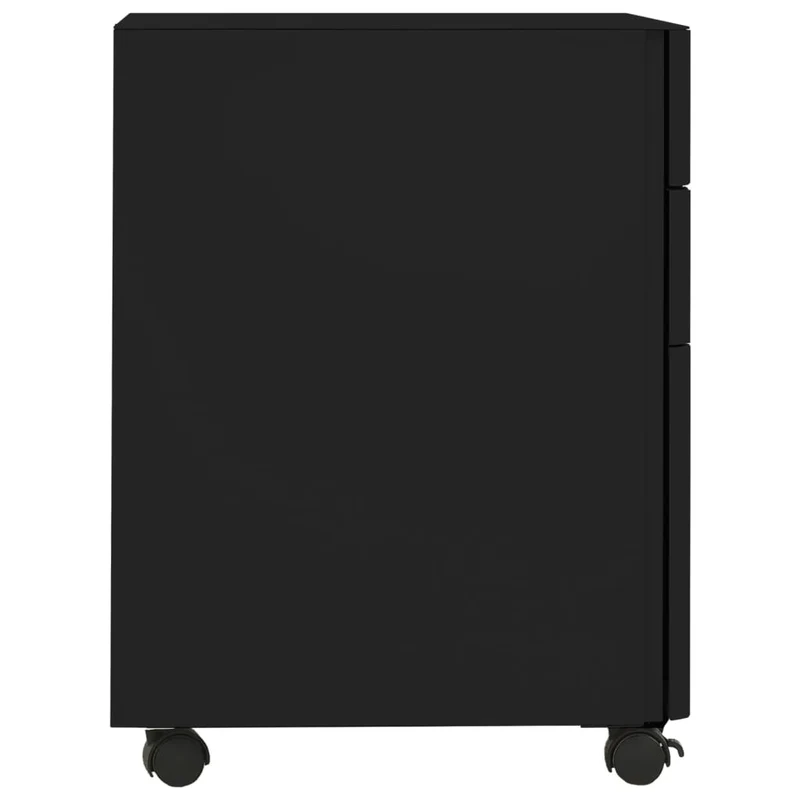 Caissons à tiroirs meuble de bureau armoire à dossiers sur roulettes 3 tiroirs 30 x 45 x 59 cm en acier noir DEC024581