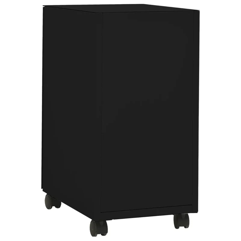 Caissons à tiroirs meuble de bureau armoire à dossiers sur roulettes 3 tiroirs 30 x 45 x 59 cm en acier noir DEC024581