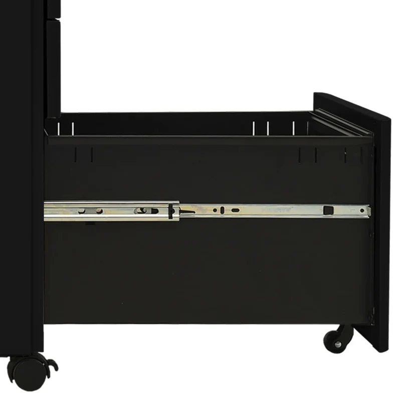 Caissons à tiroirs meuble de bureau armoire à dossiers sur roulettes 3 tiroirs 30 x 45 x 59 cm en acier noir DEC024581
