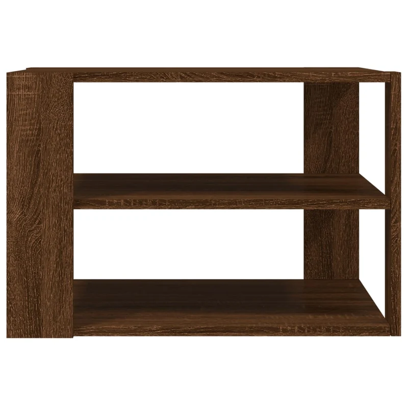 Table basse 3 niveaux design moderne et contemporaine 59,5 x 59,5 x 40 cm bois d'ingénierie marron DEC038704