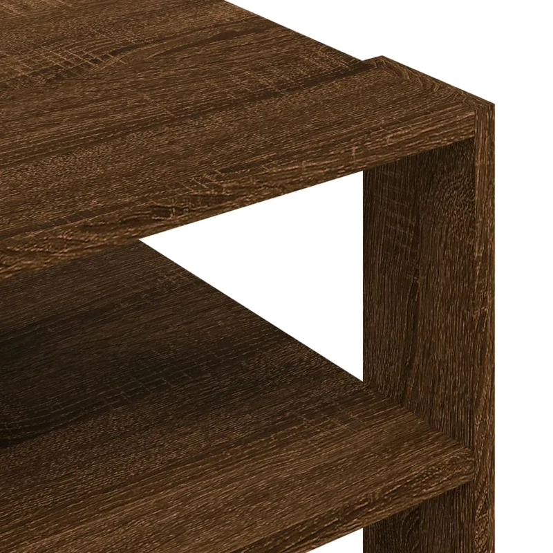 Table basse 3 niveaux design moderne et contemporaine 59,5 x 59,5 x 40 cm bois d'ingénierie marron DEC038704