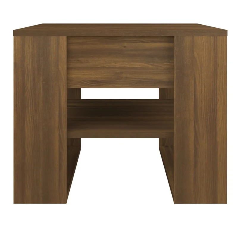 Table basse avec étagères design moderne et contemporaine 55,5 x 55 x 45 cm bois d'ingénierie marron DEC038691