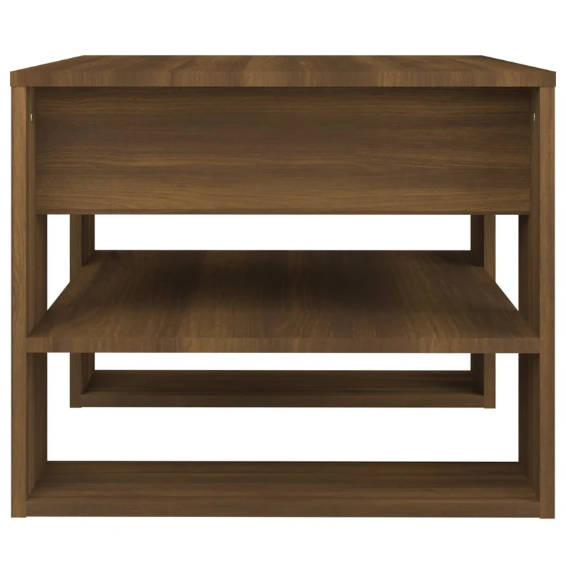 Table basse avec étagères design moderne et contemporaine 55,5 x 55 x 45 cm bois d'ingénierie marron DEC038691