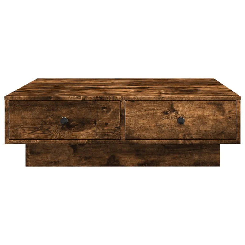 Table basse avec tiroirs design moderne et contemporaine 90 x 90 x 28 cm bois d'ingénierie marron DEC038559
