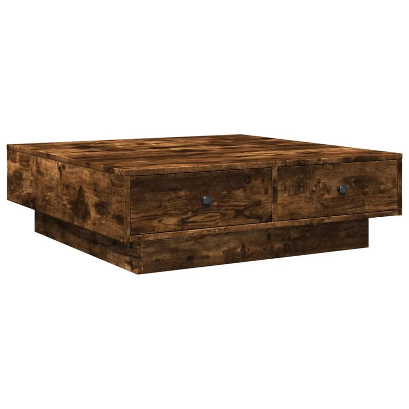 Table basse avec tiroirs design moderne et contemporaine 90 x 90 x 28 cm bois d'ingénierie marron DEC038559
