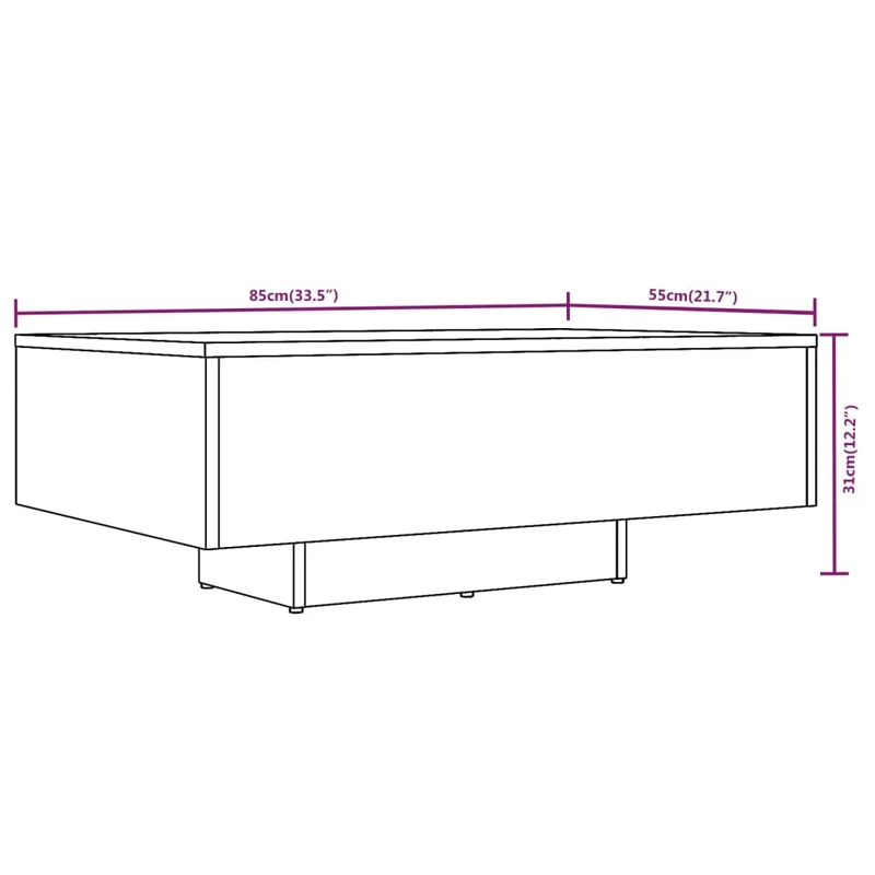 Table basse design moderne et contemporaine 85 x 55 x 31 cm bois d'ingénierie marron DEC038499
