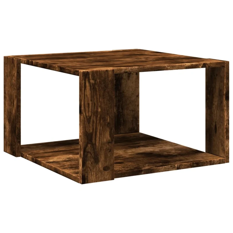 Table basse design moderne et contemporaine 51,5 x 51,5 x 30 cm bois d'ingénierie marron DEC038421