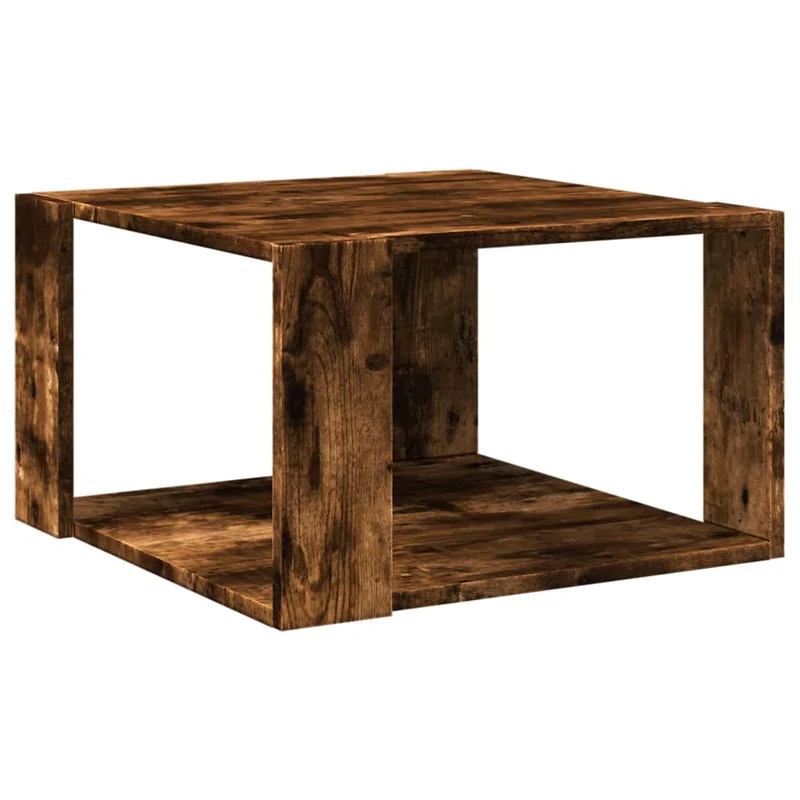 Table basse design moderne et contemporaine 51,5 x 51,5 x 30 cm bois d'ingénierie marron DEC038421