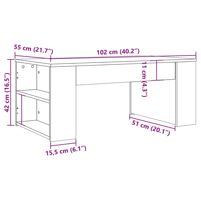 Table basse design moderne et contemporaine artisanal 102 x 55 x 42 cm bois d'ingénierie marron DEC038292