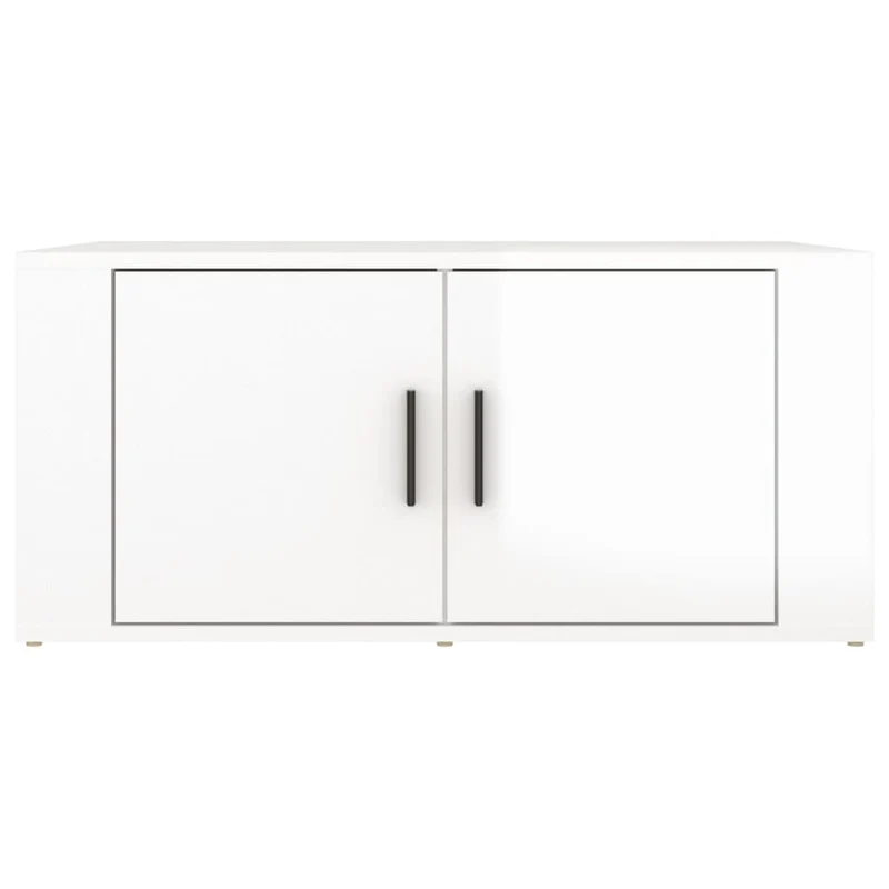 Table basse avec deux compartiments design moderne et contemporaine 80 x 50 x 36 cm bois d'ingénierie blanc DEC038138