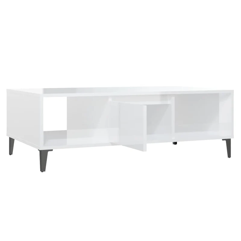 Table basse design moderne et contemporaine 103,5 x 60 x 35 cm bois d'ingénierie blanc DEC038078