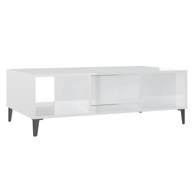 Table basse design moderne et contemporaine 103,5 x 60 x 35 cm bois d'ingénierie blanc DEC038078