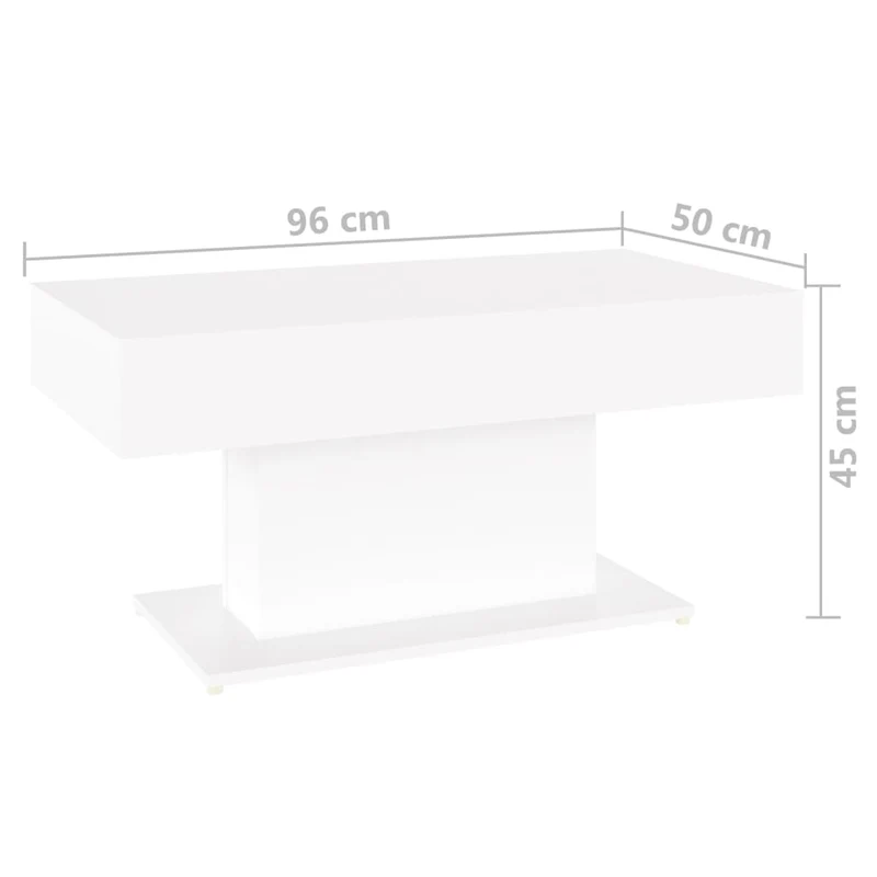 Table basse design moderne et contemporaine 96 x 50 x 45 cm bois d'ingénierie blanc DEC038036