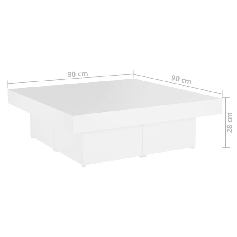 Table basse en 4 parties design moderne et contemporaine 90 x 90 x 28 cm bois d'ingénierie blanc DEC038035