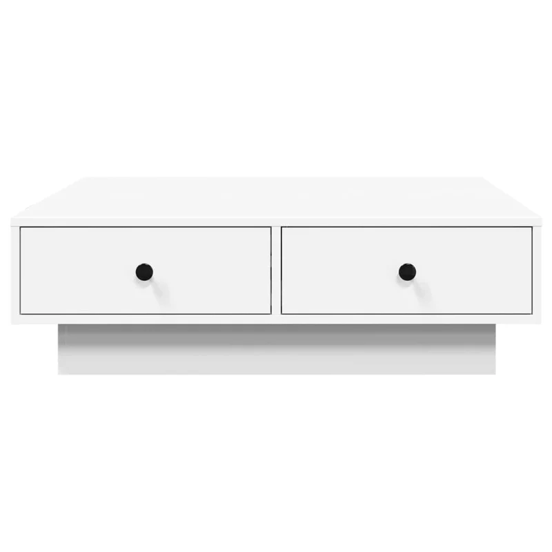 Table basse avec tiroirs design moderne et contemporaine 90 x 90 x 28 cm aggloméré blanc DEC038034