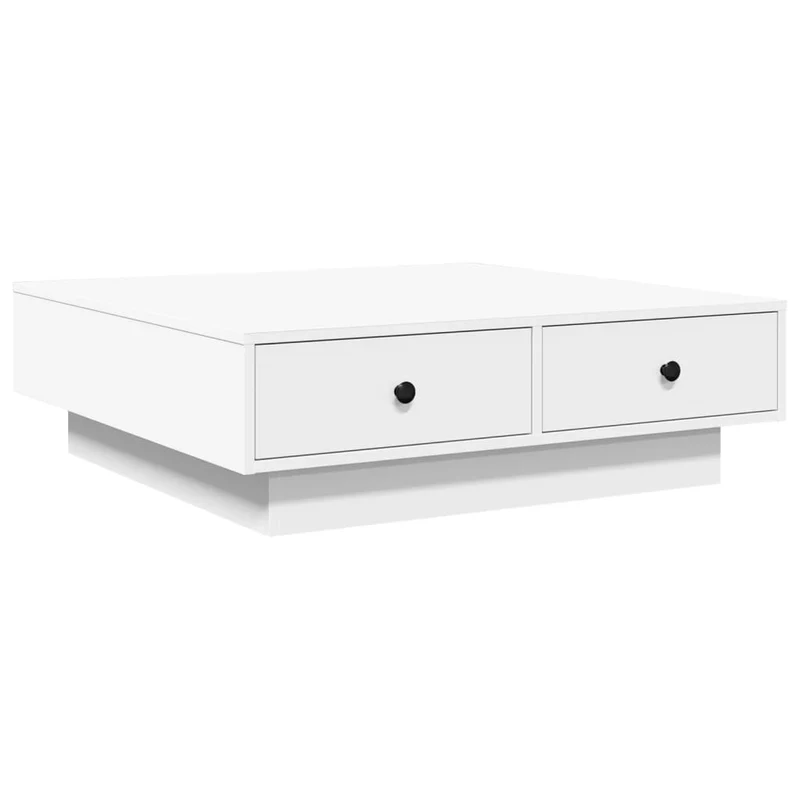 Table basse avec tiroirs design moderne et contemporaine 90 x 90 x 28 cm aggloméré blanc DEC038034