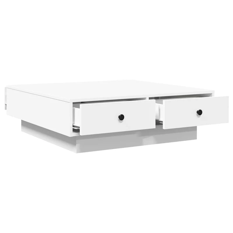 Table basse avec tiroirs design moderne et contemporaine 90 x 90 x 28 cm aggloméré blanc DEC038034