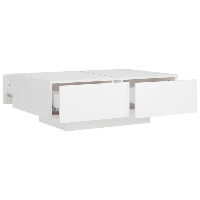Table basse avec tiroirs design moderne et contemporaine 90 x 60 x 31 cm aggloméré blanc DEC038028