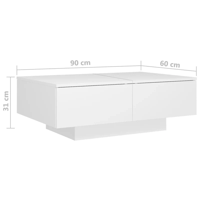 Table basse avec tiroirs design moderne et contemporaine 90 x 60 x 31 cm aggloméré blanc DEC038028